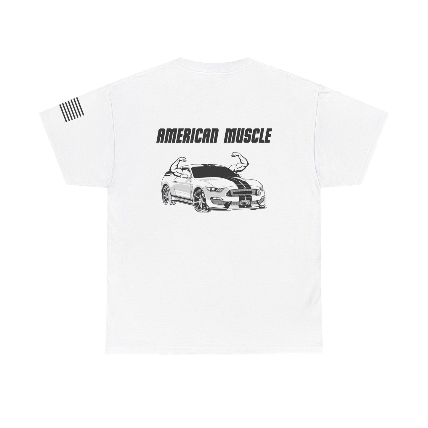 'American Muscle' Double Sided + Sleeve Print Classic T-Shirt