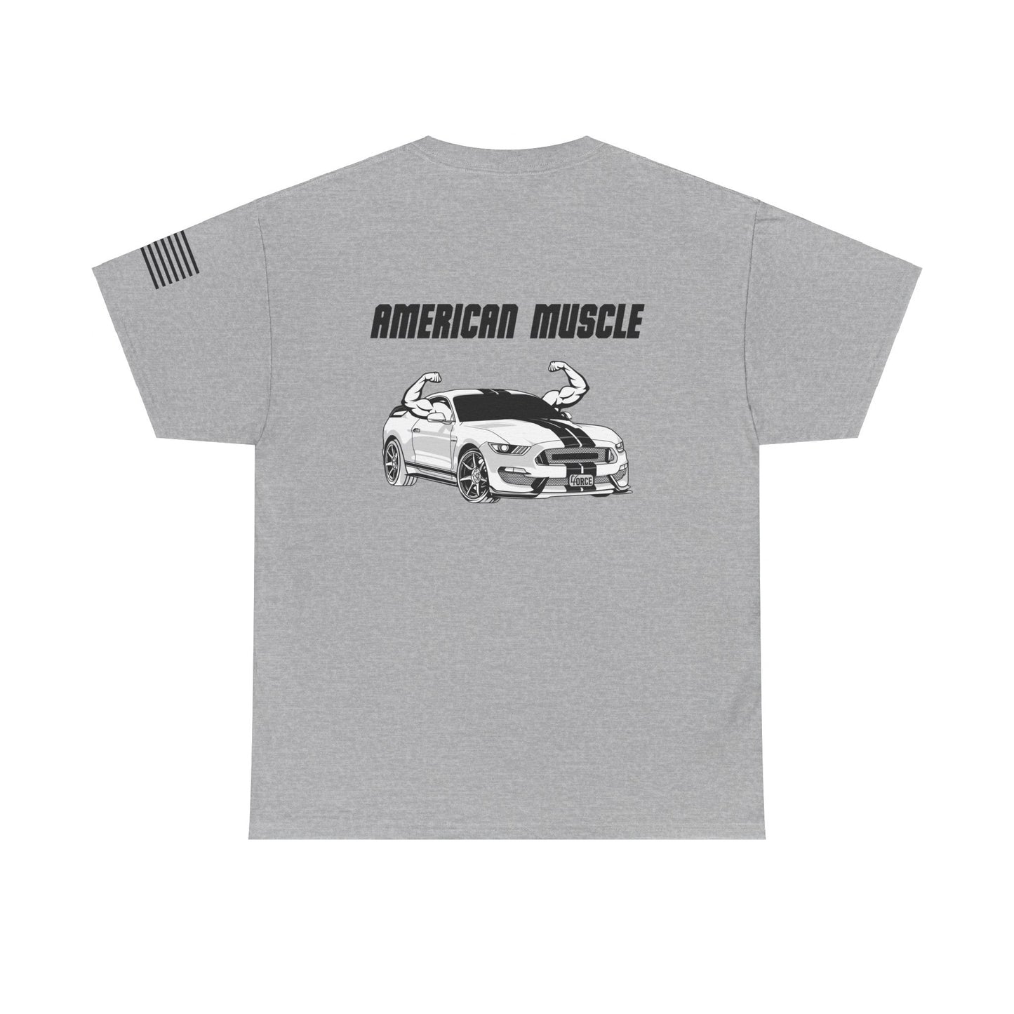 'American Muscle' Double Sided + Sleeve Print Classic T-Shirt