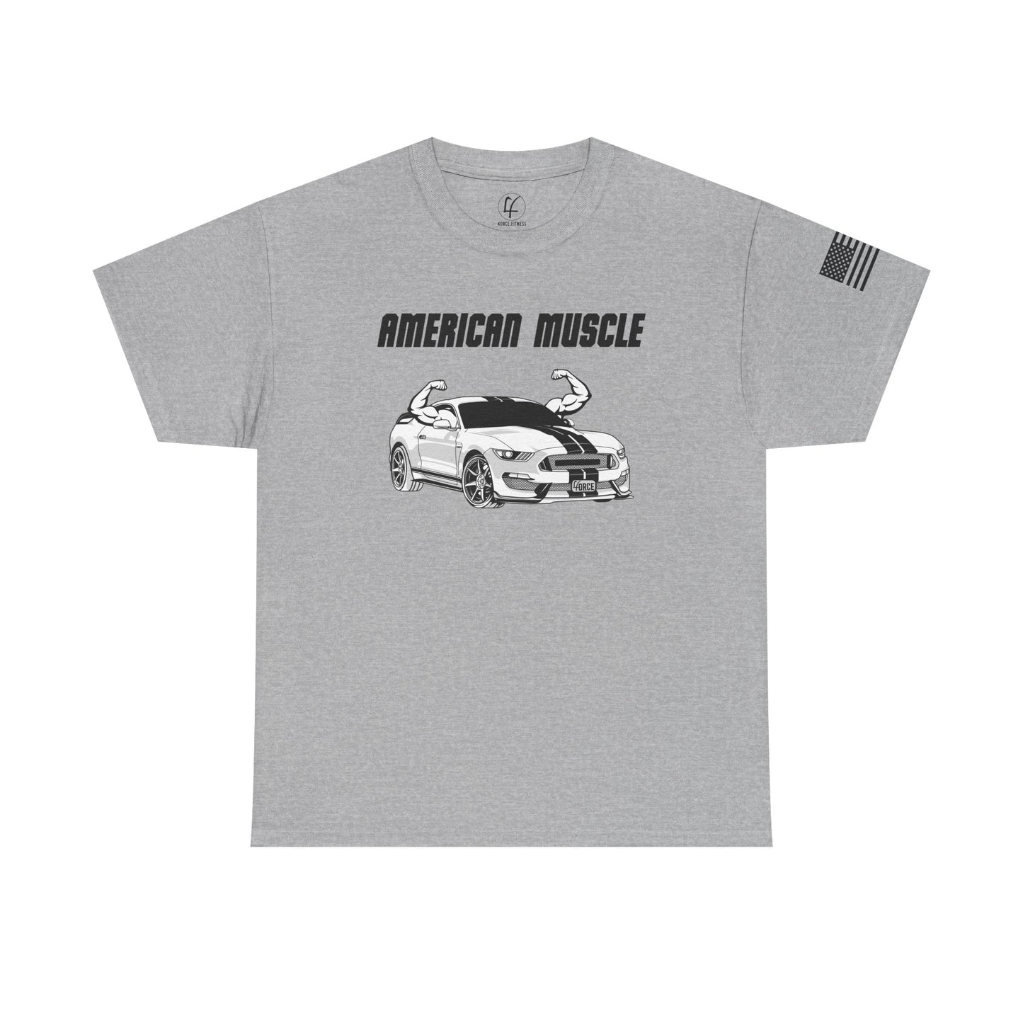 'American Muscle' Double Sided + Sleeve Print Classic T-Shirt