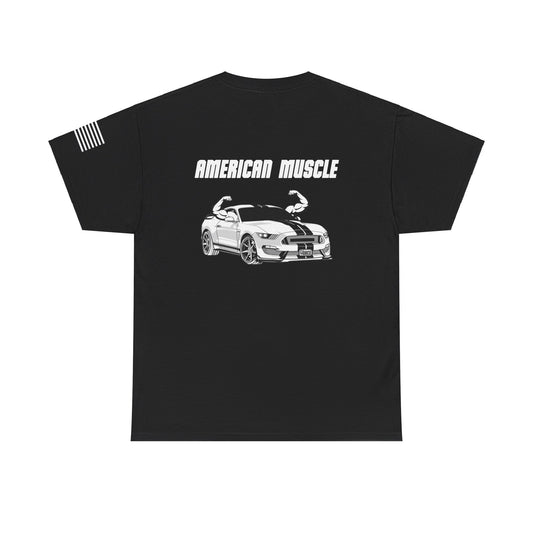 'American Muscle' Double Sided + Sleeve Print Classic T-Shirt